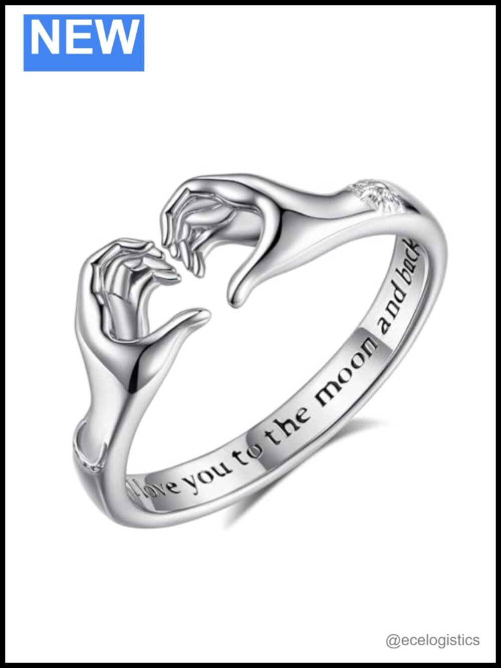 S925 Sterling Silver Heart Hug Ring 18K Gold-Plated Adjustable